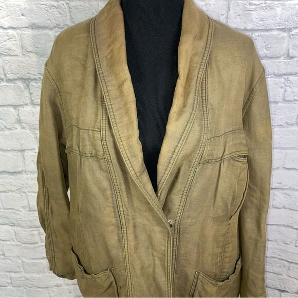 Free people oversize coat w/front pockets low cut collar one button close sz S - Picture 3 of 12
